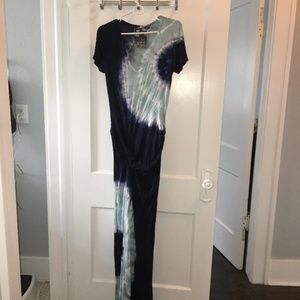 YFB - navy tiedye maxi v neck shirt dress - Sz Sm